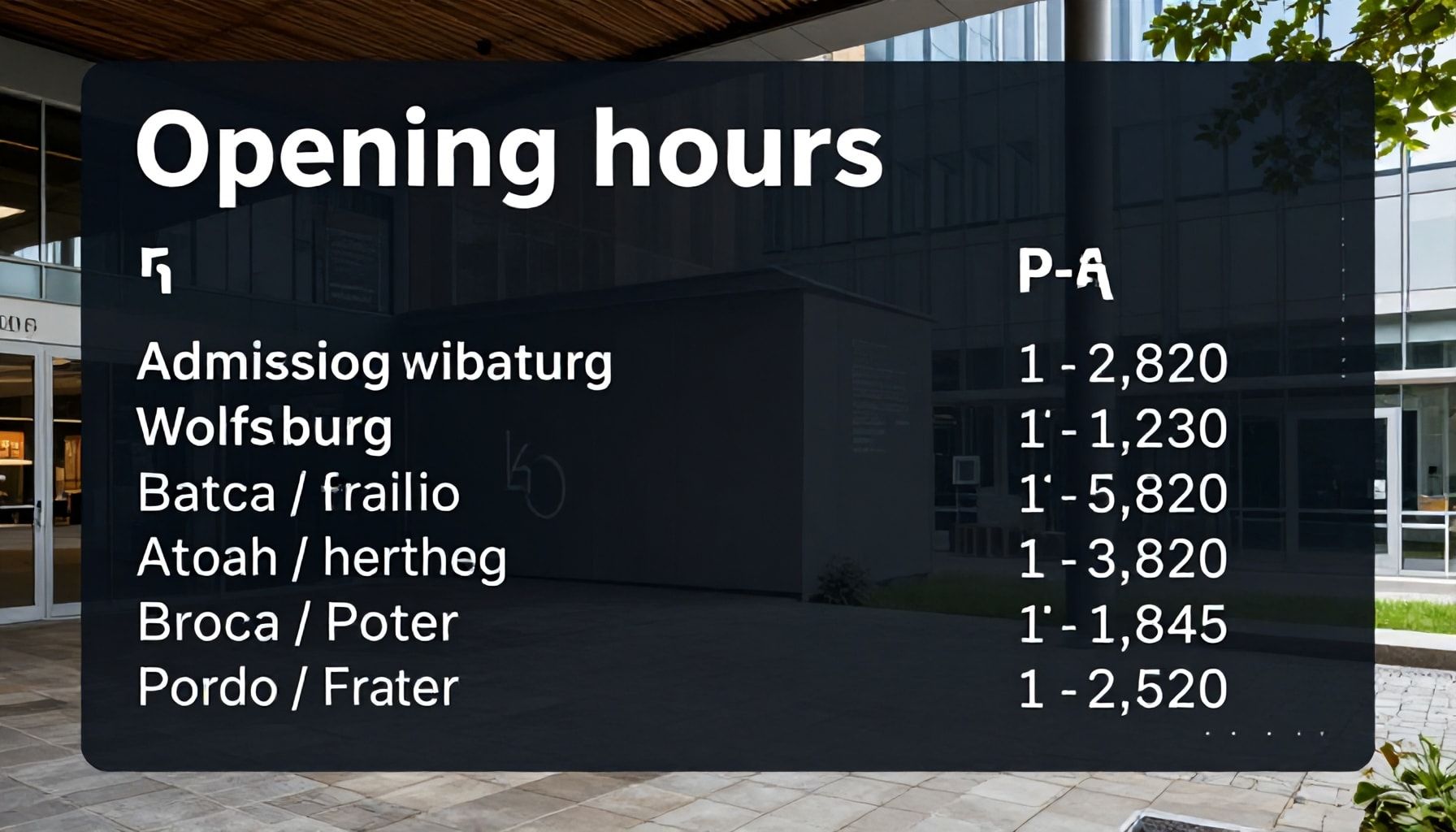 Öffnungszeiten und Eintrittspreise