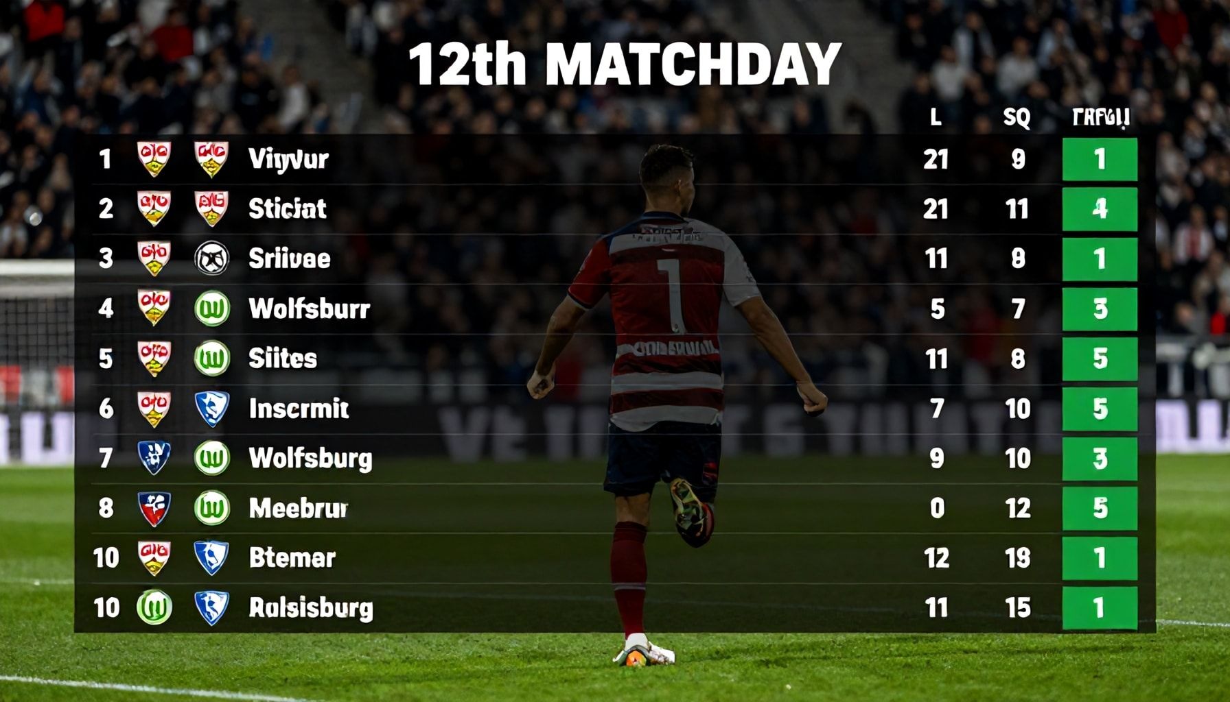 Wie die Tabelle nach dem 12. Spieltag aussieht